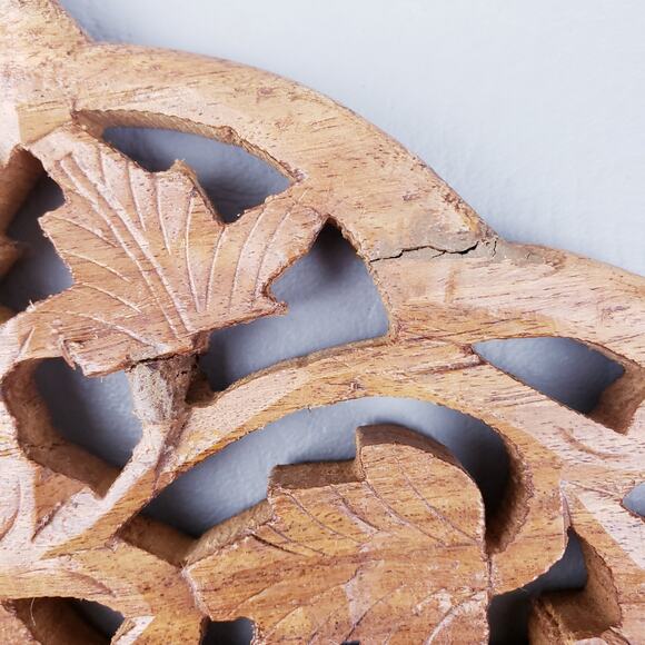 Vintage Sheesham Wood Spoon Rack-Carved Wood Necklace Organizer - Picture 8 of 11